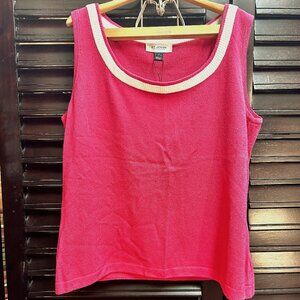 NWT St John Magenta Sleeveless Tank with White Trim